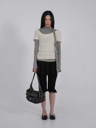 L'Or Fold Low-Rise Flare Mini Skirt