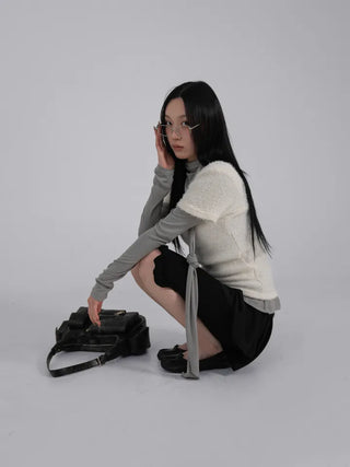 L'Or Fold Low-Rise Flare Mini Skirt