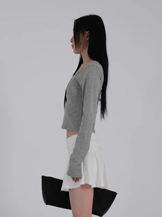 L'Or Fold Low-Rise Flare Mini Skirt