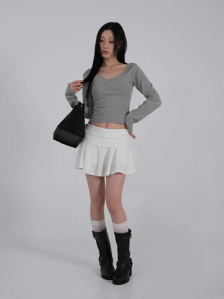 L'Or Fold Low-Rise Flare Mini Skirt