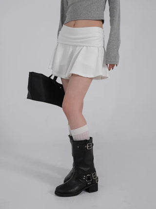 L'Or Fold Low-Rise Flare Mini Skirt