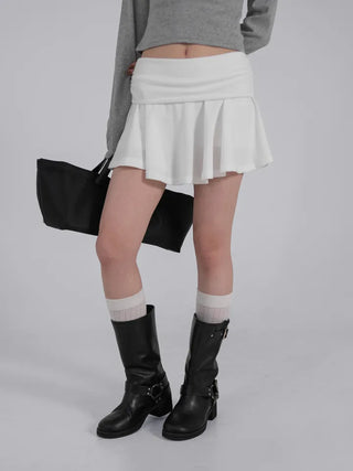 L'Or Fold Low-Rise Flare Mini Skirt