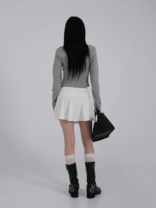 L'Or Fold Low-Rise Flare Mini Skirt