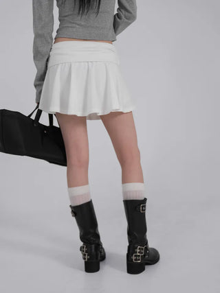 L'Or Fold Low-Rise Flare Mini Skirt
