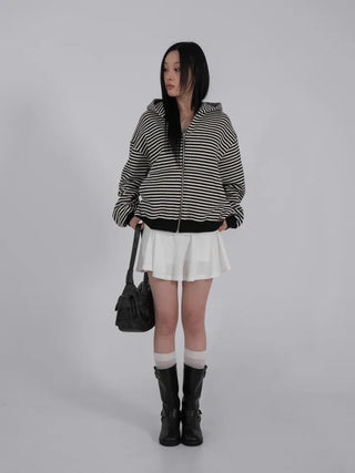 L'Or Fold Low-Rise Flare Mini Skirt