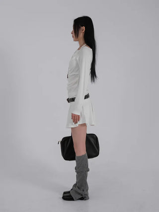 L'Or Fold Low-Rise Flare Mini Skirt