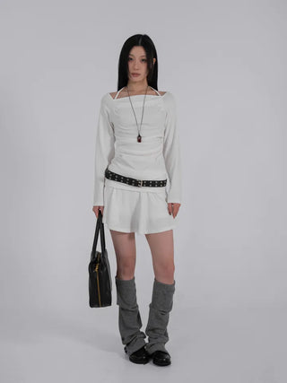 L'Or Fold Low-Rise Flare Mini Skirt