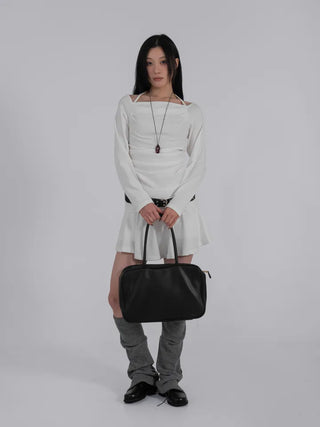 L'Or Fold Low-Rise Flare Mini Skirt