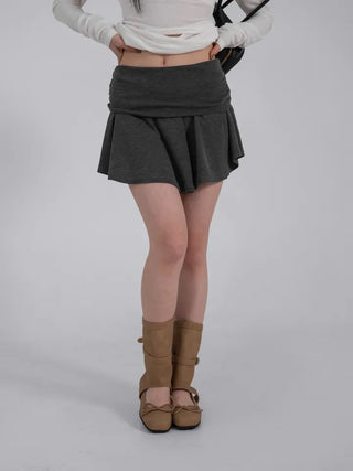 L'Or Fold Low-Rise Flare Mini Skirt