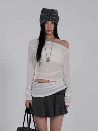 L'Or Fold Low-Rise Flare Mini Skirt