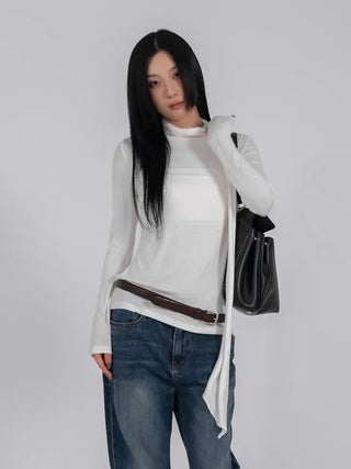 Hermès Scarf Turtleneck Slim Long Sleeve T-shirt