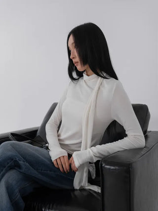 Hermès Scarf Turtleneck Slim Long Sleeve T-shirt
