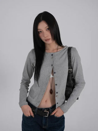 Mare Contrast Button Detail Semi-Crop Cardigan