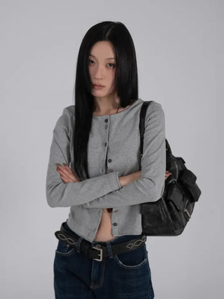 Mare Contrast Button Detail Semi-Crop Cardigan