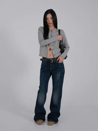Mare Contrast Button Detail Semi-Crop Cardigan