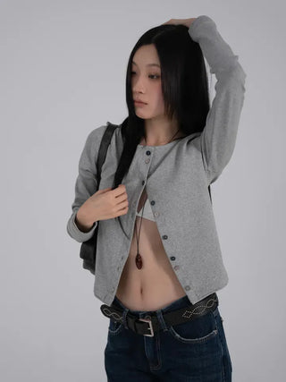 Mare Contrast Button Detail Semi-Crop Cardigan