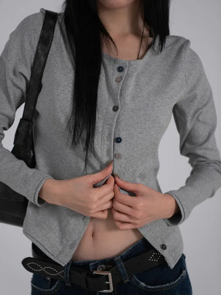 Mare Contrast Button Detail Semi-Crop Cardigan