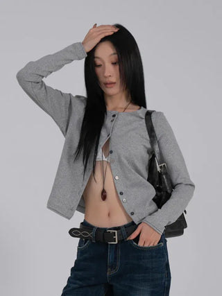 Mare Contrast Button Detail Semi-Crop Cardigan