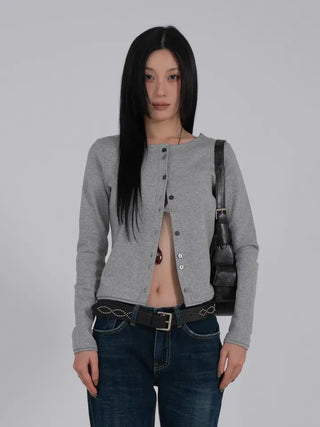 Mare Contrast Button Detail Semi-Crop Cardigan