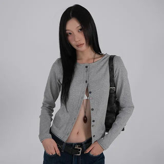 Mare Contrast Button Detail Semi-Crop Cardigan