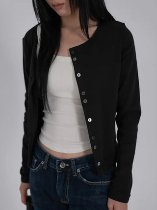 Mare Contrast Button Detail Semi-Crop Cardigan