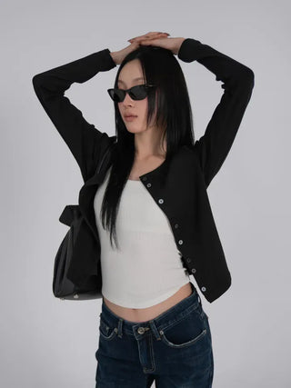 Mare Contrast Button Detail Semi-Crop Cardigan