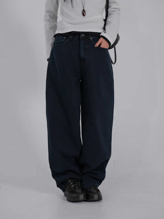 Via Blue Black Wide Denim Pants