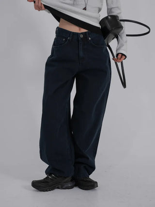 Via Blue Black Wide Denim Pants