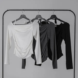 Yui String Halter Square Neck Long Sleeve T-shirt