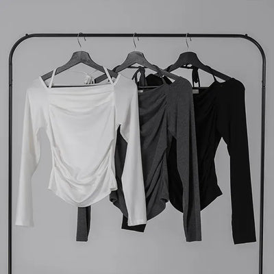 Yui String Halter Square Neck Long Sleeve T-shirt