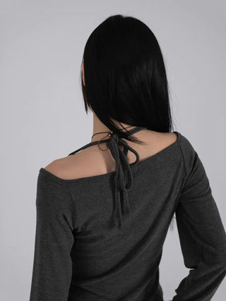 Yui String Halter Square Neck Long Sleeve T-shirt