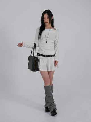 Yui String Halter Square Neck Long Sleeve T-shirt