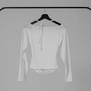 Yui String Halter Square Neck Long Sleeve T-shirt