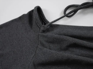 Yui String Halter Square Neck Long Sleeve T-shirt
