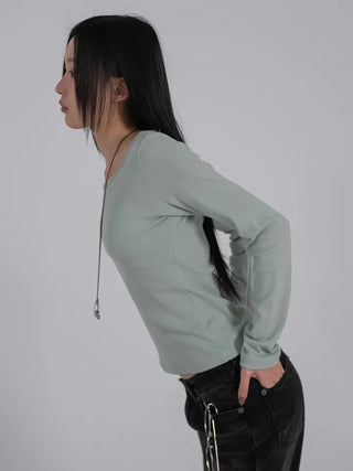 Ano Simple Round Slim Long Sleeve T-shirt