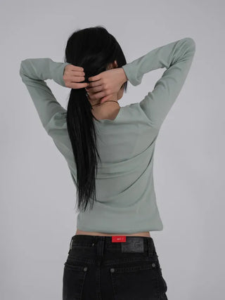 Ano Simple Round Slim Long Sleeve T-shirt