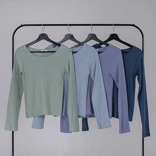 Ano Simple Round Slim Long Sleeve T-shirt