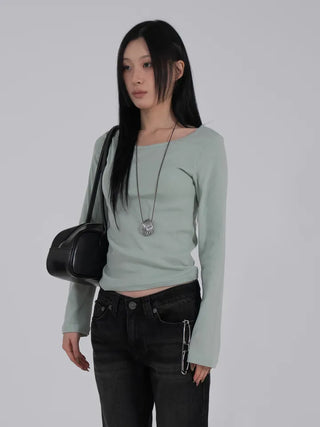 Ano Simple Round Slim Long Sleeve T-shirt