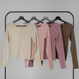 Ano Simple Round Slim Long Sleeve T-shirt