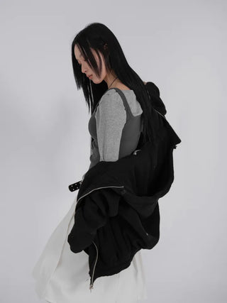 Ano Simple Round Slim Long Sleeve T-shirt