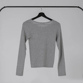 Ano Simple Round Slim Long Sleeve T-shirt