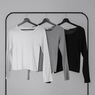 Ano Simple Round Slim Long Sleeve T-shirt