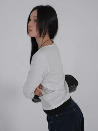 Ano Simple Round Slim Long Sleeve T-shirt