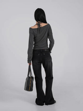 Die One Black Slim Bootcut Denim Pants