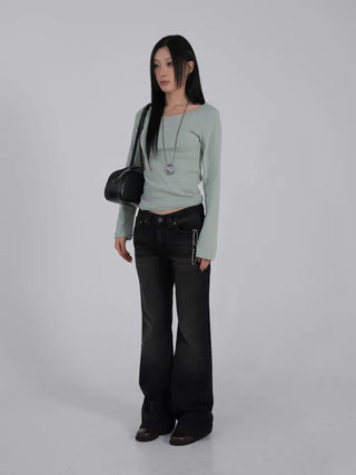 Die One Black Slim Bootcut Denim Pants