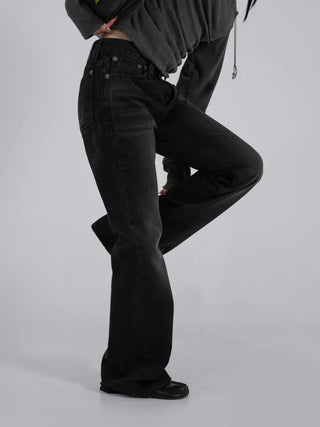 Die One Black Slim Bootcut Denim Pants