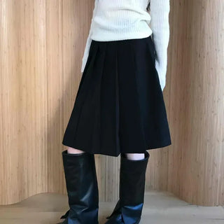Back Elastic High-Waisted Flare Midi Skirt
