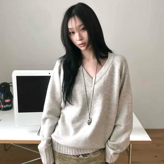 Delicate Fit Off-Shoulder V-Neck Knit