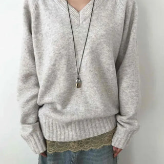 Delicate Fit Off-Shoulder V-Neck Knit
