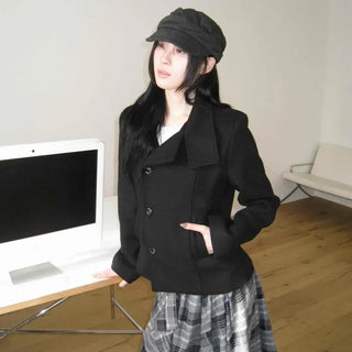 Vintage Boxy Semi-Crop Wool Coat